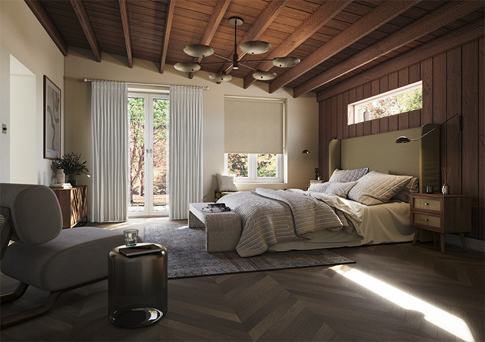 Flori Faux Suede (Blackout), Vanilla Latte - Twist&Fit Roller Blind - Image 7